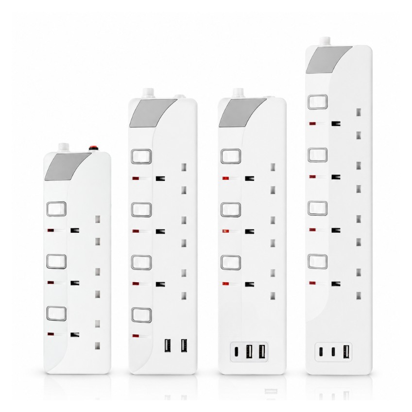 2-5 Way Extension Socket with Overload Protection & USB