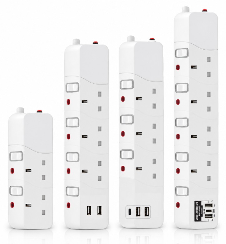 2-5 Way Extension Socket with Surge Protected & USB & Type-C