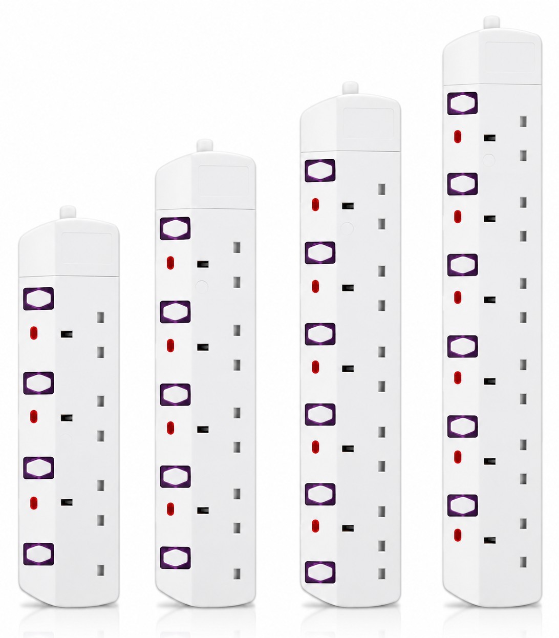 3-5 Way Extension Socket with Individual Switches & USB & Type-C