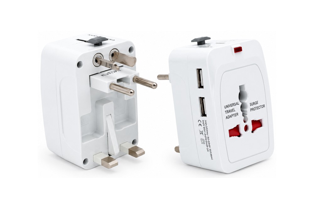 931L-USB UK 3-Way Plug Adapter with Cable & Dual USB-A