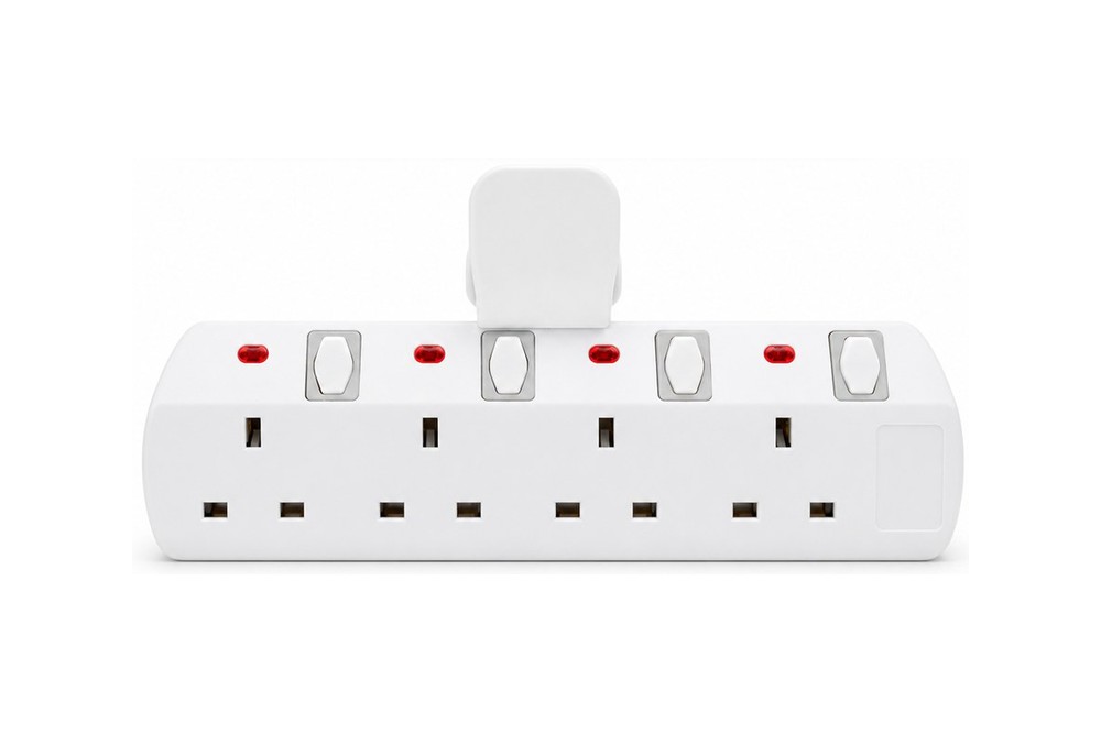 T503B UK 13A 3-5 Way Plug Adapter with Neon Indicator